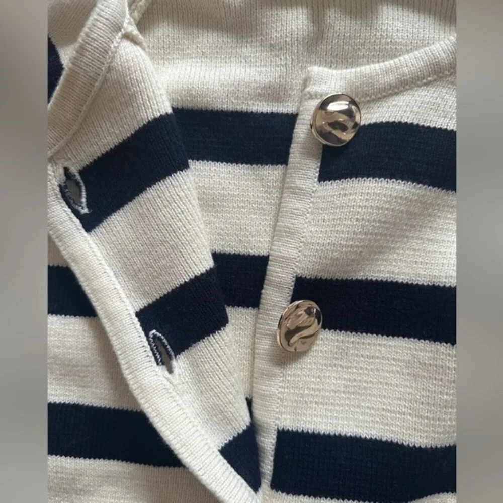 NWT Ba&sh Bash Massimo Striped Cardigan Black White Ecru | size 1 / S - Picture 10 of 11